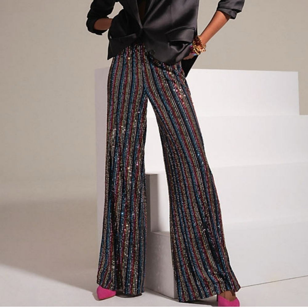 Hutch Sequin Striped Wide Leg Pants
